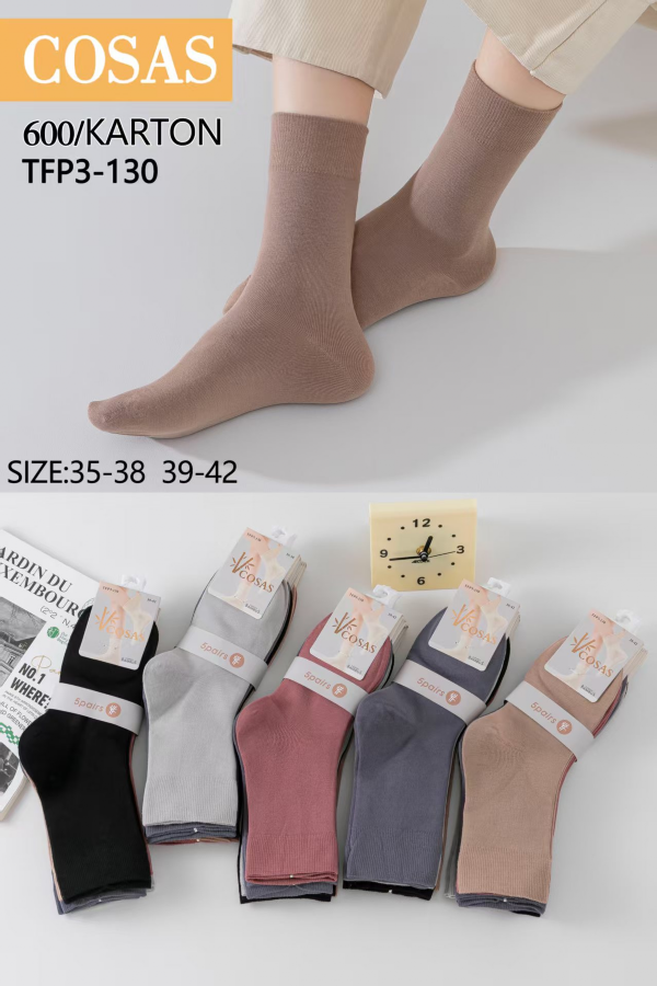 Skarpety damskie Roz 35-42, 1 kolor Paczka 40 szt